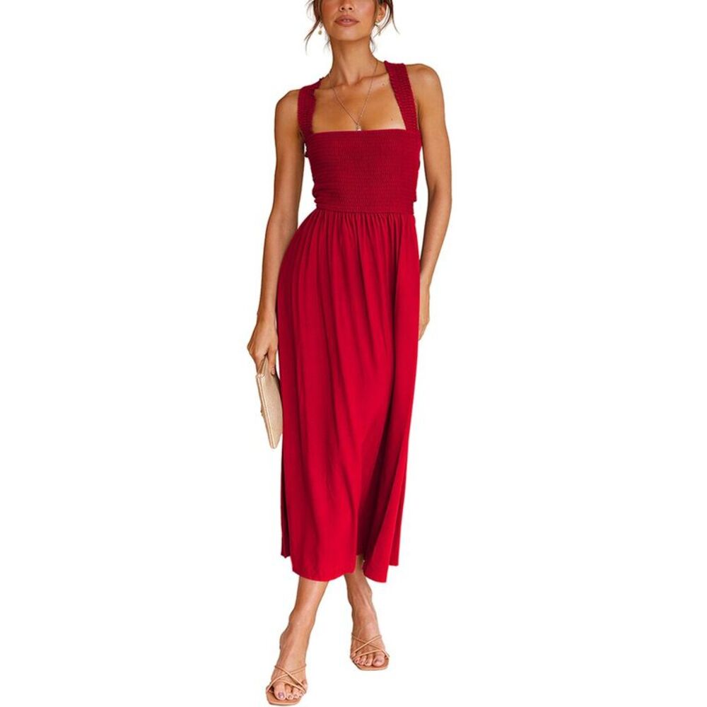 Leon Gori Womens  Solid Midi Dress